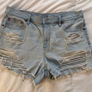 Distressed Light Blue Denim Shorts